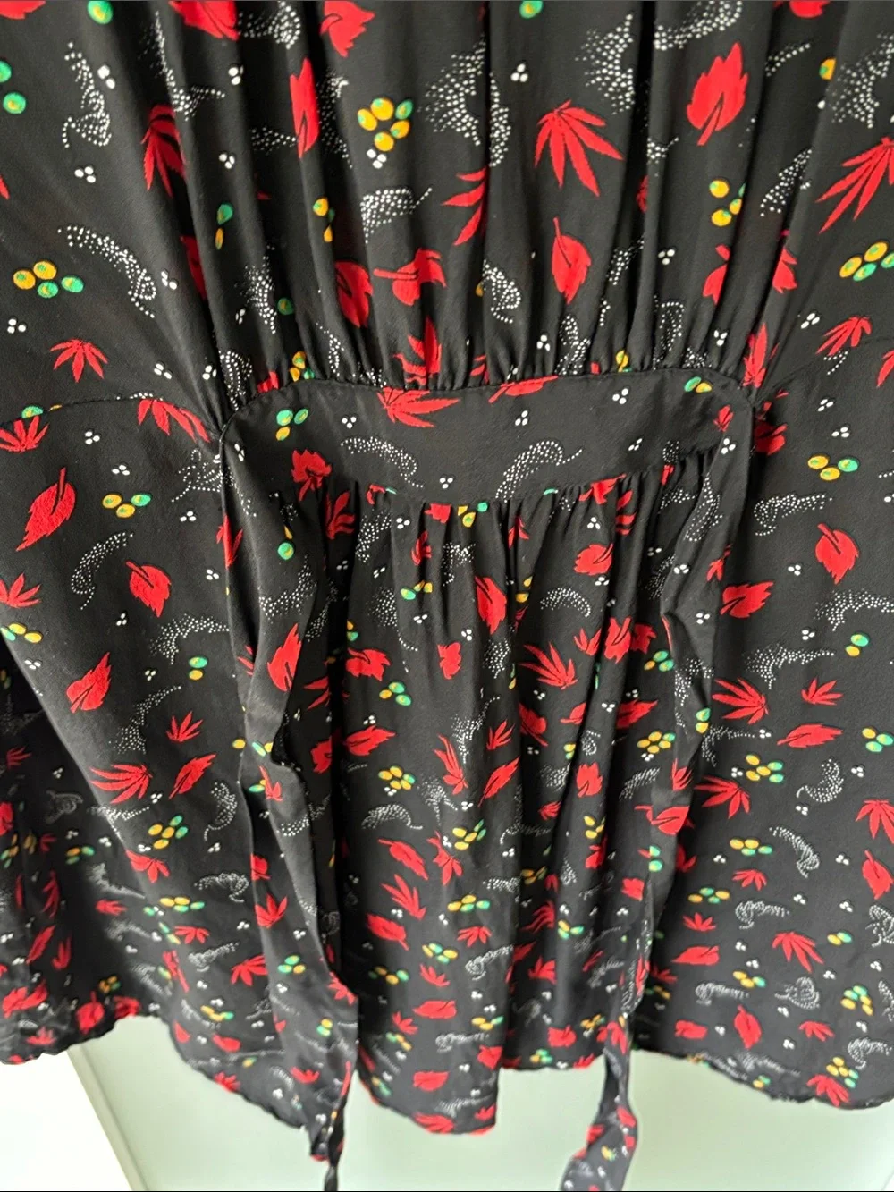 Zadig & Voltaire Black Long-Sleeve Shift Dress with Red Floral Print - Picture 6 of 12